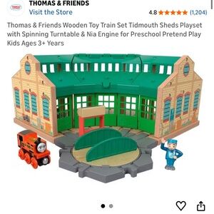 Thomas and friends tidmouth sheds wooden toy train set wood turntable playset